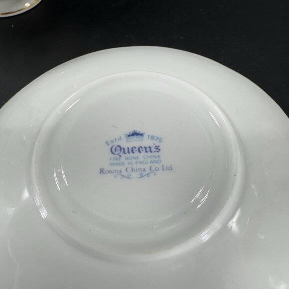 Queen's Rosina China Co Floral Teacup Saucer Set Fine Bone China Porcelain VTG - Picture 6 of 12